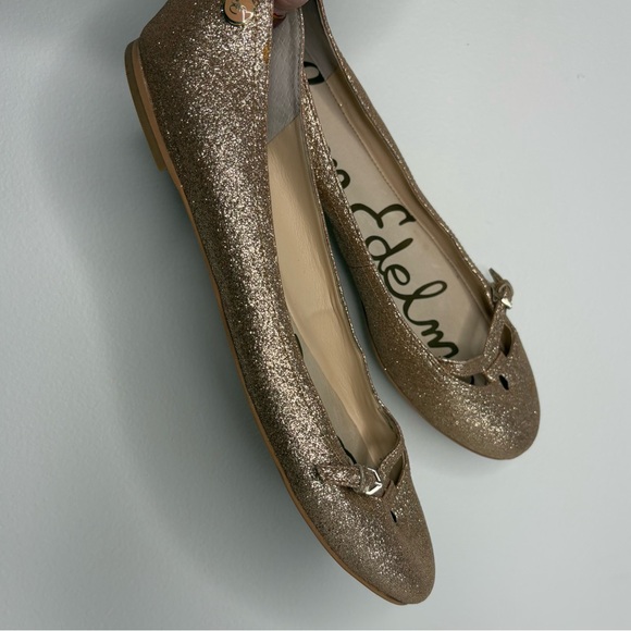 Sam Edelman Leena Ballet Flats Glittery Rose Gold Size 8.5 - Picture 10 of 12